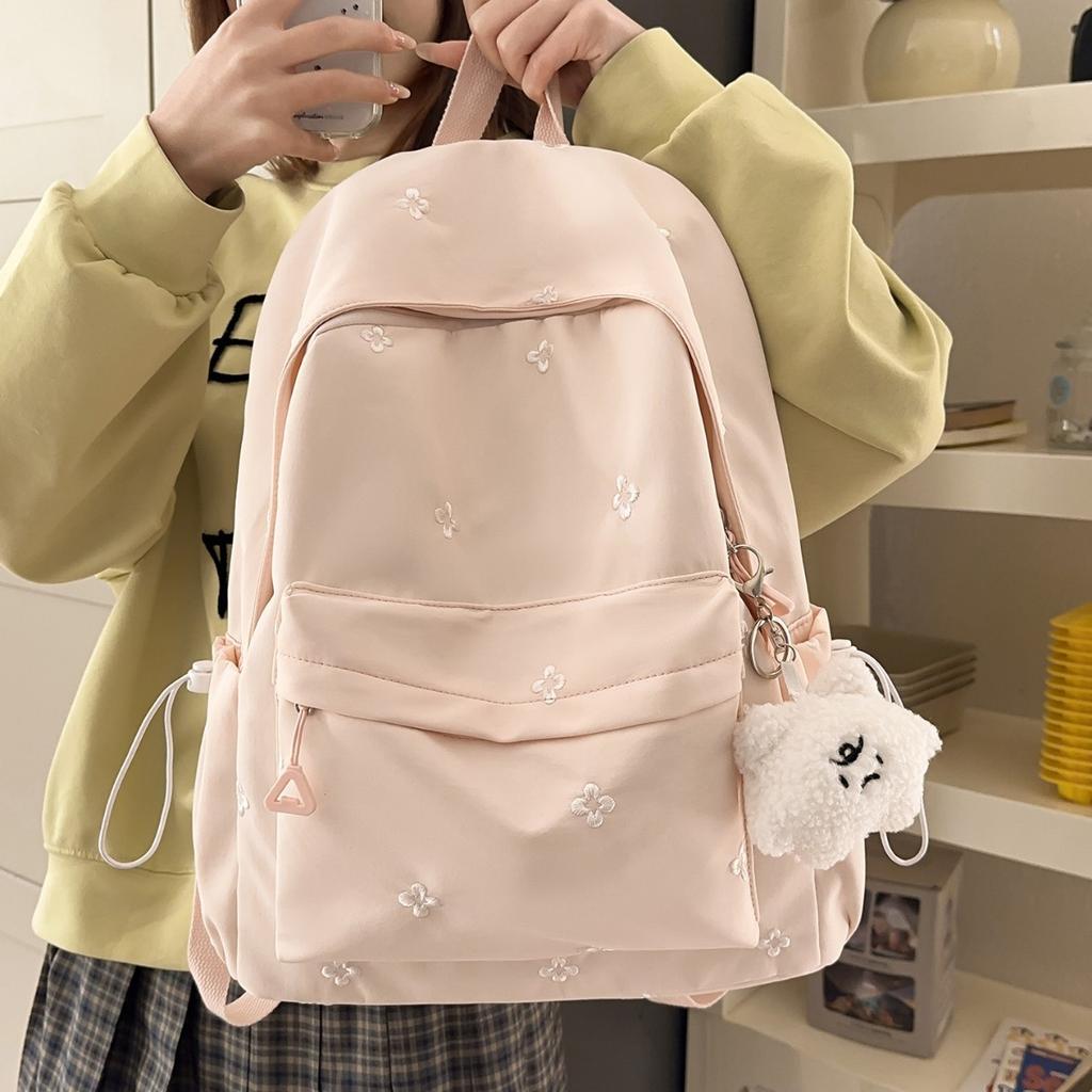 Korean Mori Sweet Soft Girl Travel Backpack High Value College Style Embroidery Flower Middle School Student Backpack