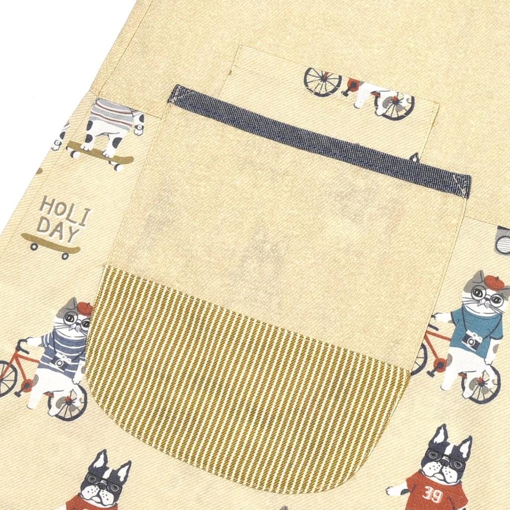 Side Button Apron Animal Mode 258031 Beige [Kusuguru Japan] M-L