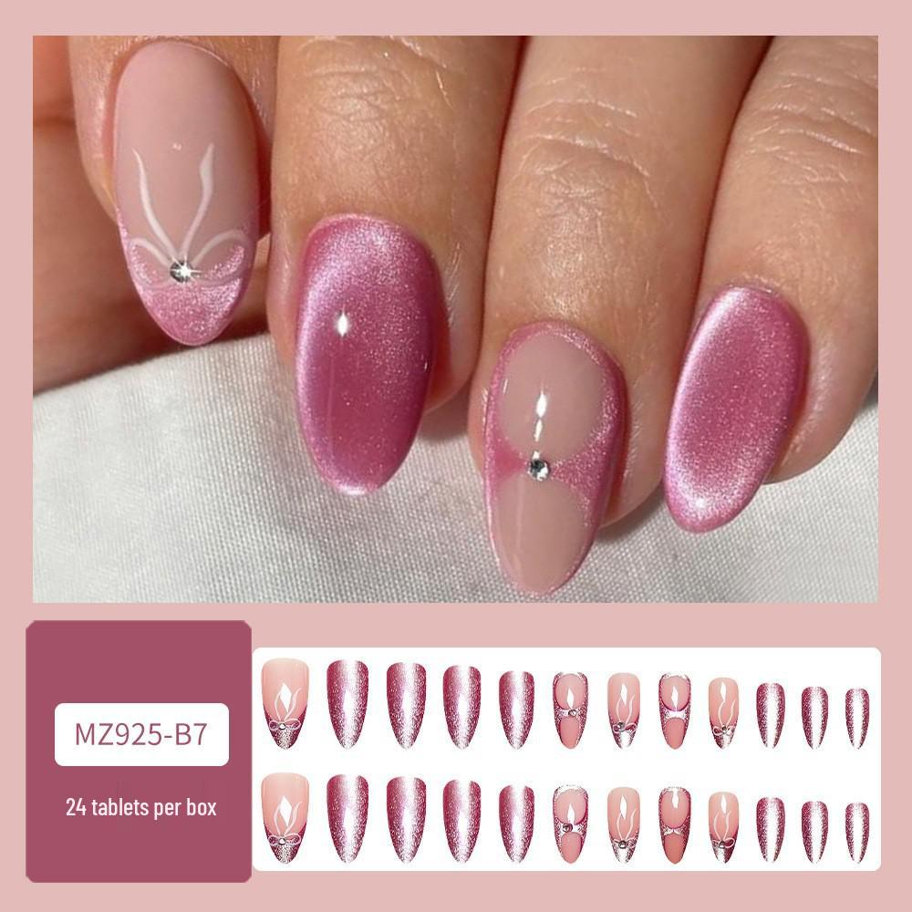 Reusable Blush Nail Art Set: 24 Detachable Wearable Nail Stickers