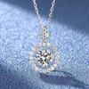 6.5mm S925 Sterling Silver Sparkling Round Halo Moissanite Pendant Necklace D VVS1 Fine Jewelry For Women