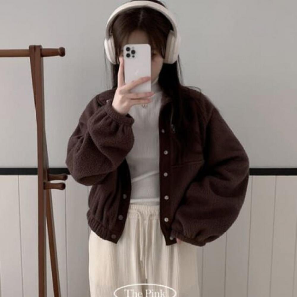 The Pink Loose Fit High Neck Fleece Jumper
