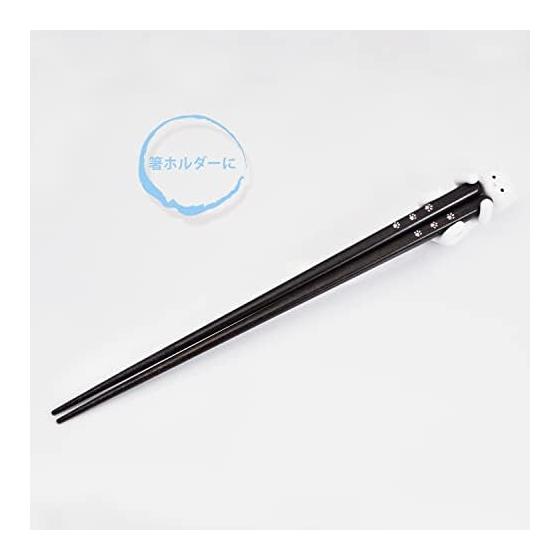 Ishida Dishwasher Safe Chopsticks Set with Silicone Chopstick Rest, "Dakko Neko" (Hugging Cat) Design, 23cm, White Cat, Natural Wood / Acrylic