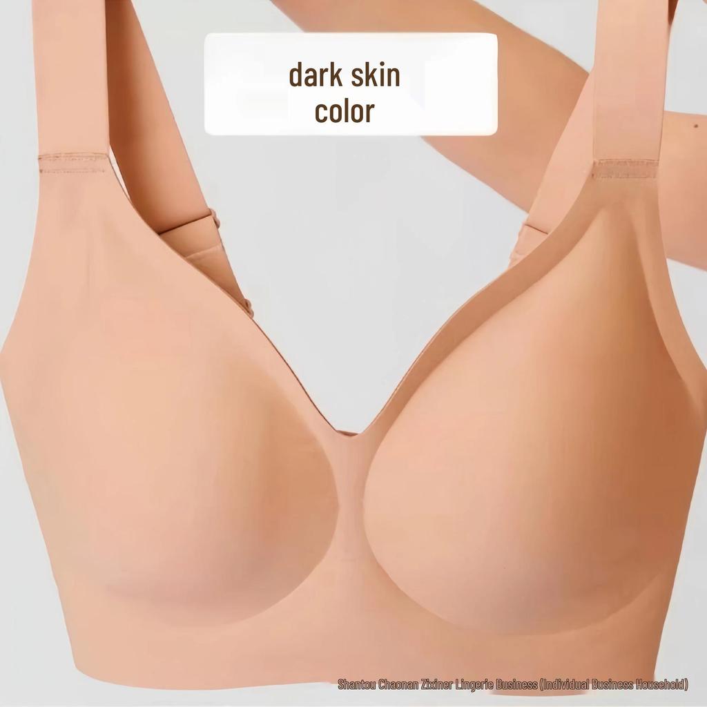 Plus Size Deep V Seamless Wire-Free Bra: C-F Cup, Large Bust Minimizer with Anti-Sagging Side Support