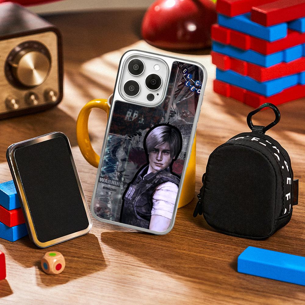 Ada wong X Leon hot game poster Phone Case for iPhone 16 15 14 13 12 11 Pro Max Sheepskin Silver-edged protective case