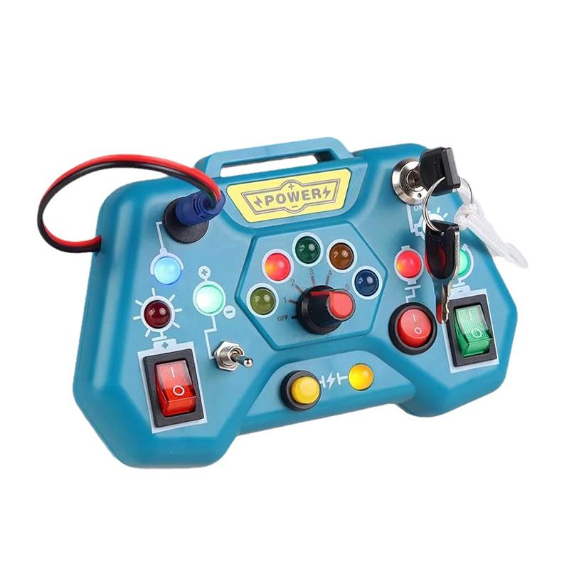Children Busy Board Sensory Toy With LED Light Switch Control Board Travel Activities Thinking Game For 2-4 Years Old