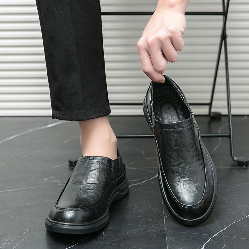 

Новые кожаные туфли мужские деловые туфли на мягкой подошве британские повседневные туфли мужские однопедальные чехлы для ног туфли Doudou маленькие кожаные туфли 38