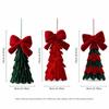 Vintage Bow Fabric Xmas Tree Pendant Layered Cut Tree-Shaped Holiday Hanging  Christmas Desktop