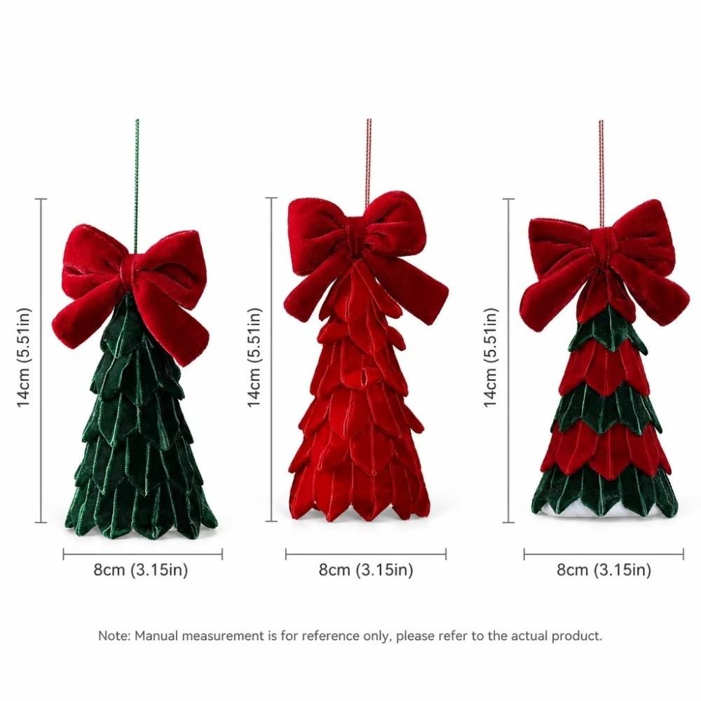 Vintage Bow Fabric Xmas Tree Pendant Layered Cut Tree-Shaped Holiday Hanging  Christmas Desktop