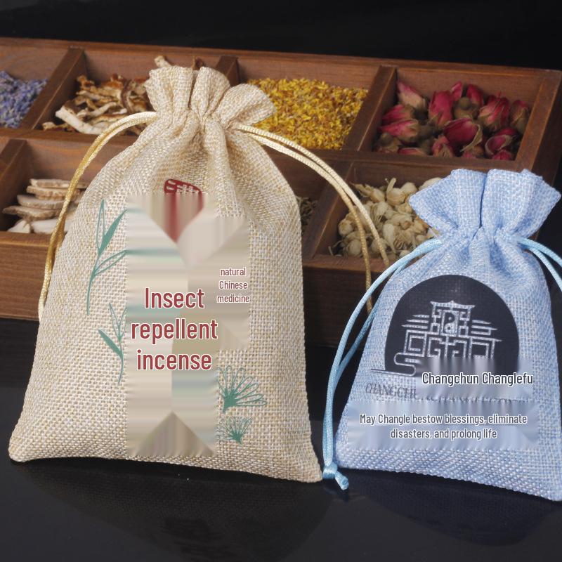 Custom Printed Linen Drawstring Sachet Bag for Jewelry Packaging and Storage