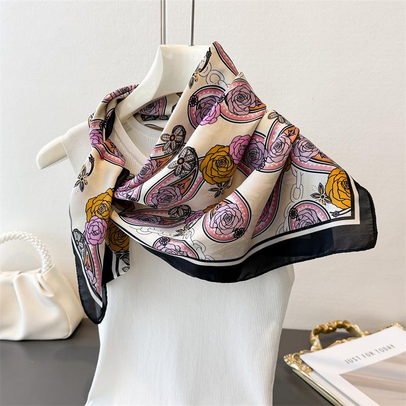 

Women s Scarf Silk Hijab Female Shawl Wraps Bandana Headband Ribbon Headscarf Handkerchief Designer Luxury Foulards Femme 70x70cm