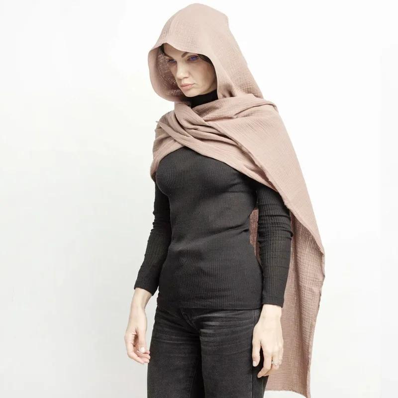 New European and American Men's Scarf with Hat Retro Cotton and Linen Scarf Autumn and Winter Warm Outdoor Sand Dune Shawl