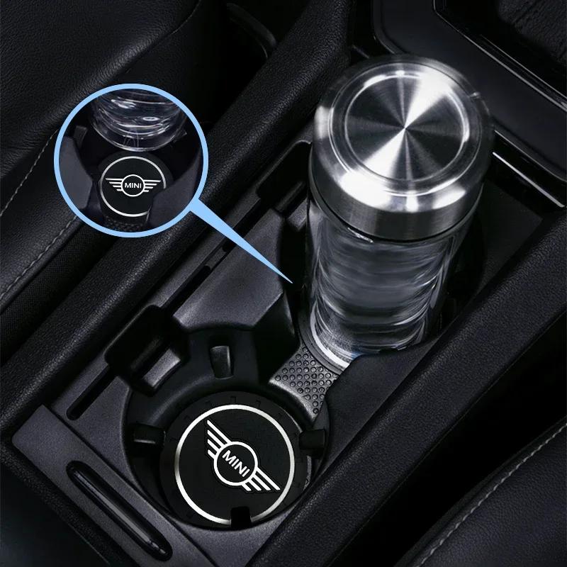 1/2Pcs Car Coasters Water Cup Slots Non-Slip Mat For Mini Cooper JCW Works R56 R50 F54 F55 F56 F57 F60 R52 R53 R55 R57 R58 R59