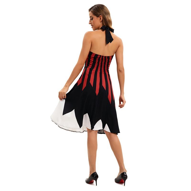 Neues Halloween-Kleid Damen Bedrucktes Trägerkleid Bühnenauftrittskleid Damen