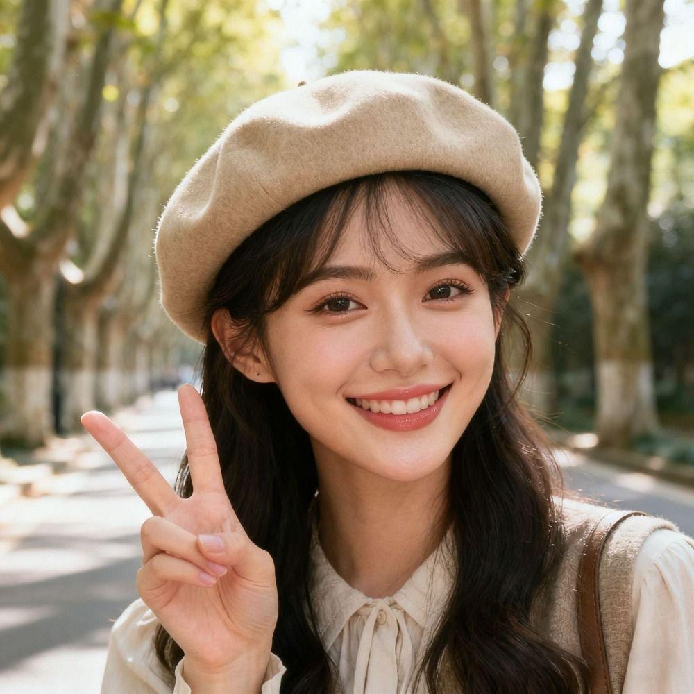 Elastic Women Wool Beret Warm British Beanie Hat Vintage Painter Cap  Winter