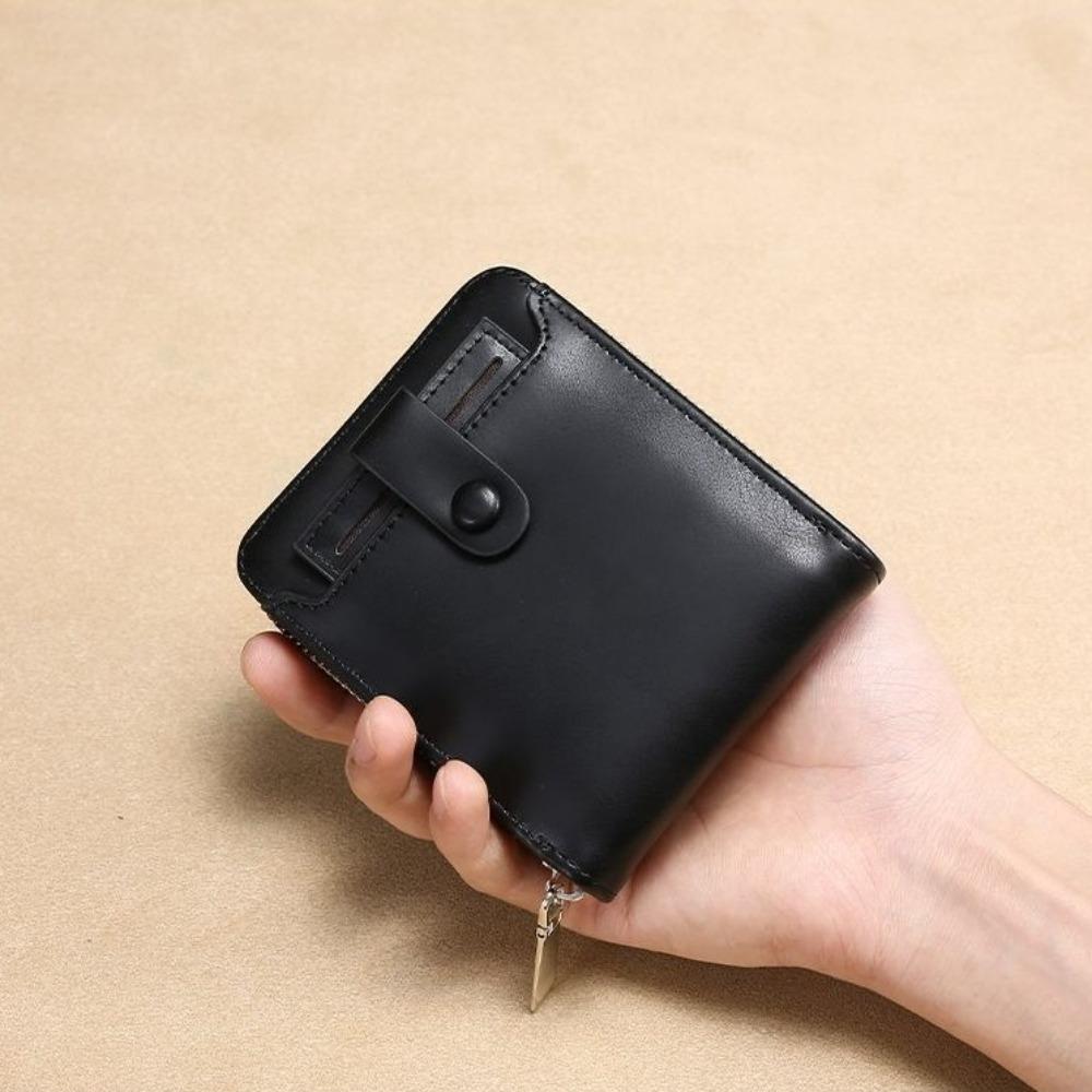 Solid Color Men Short Wallet External Male Wallet Vintage Business Card Bag  Outdoor