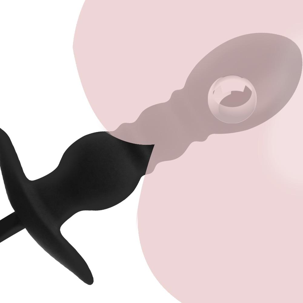 Inflatable Anal Plug with Steel Ball Anal Pull Ball Masturbator Adult Sex Toys Silicone Tail Plug Slave
