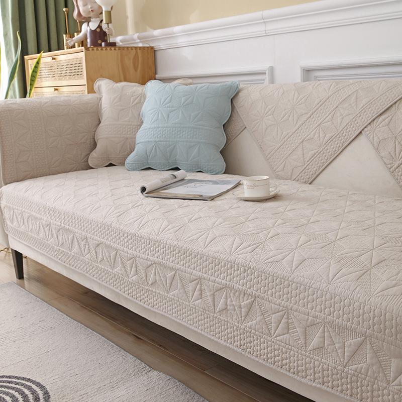 Einfarbiger Sofakissen aus reiner Baumwolle, Universalgewebe für alle Jahreszeiten, Rutschfestes Baumwollkissen, Sommerbezug, Stoffhandtuch, Einfaches Sofa