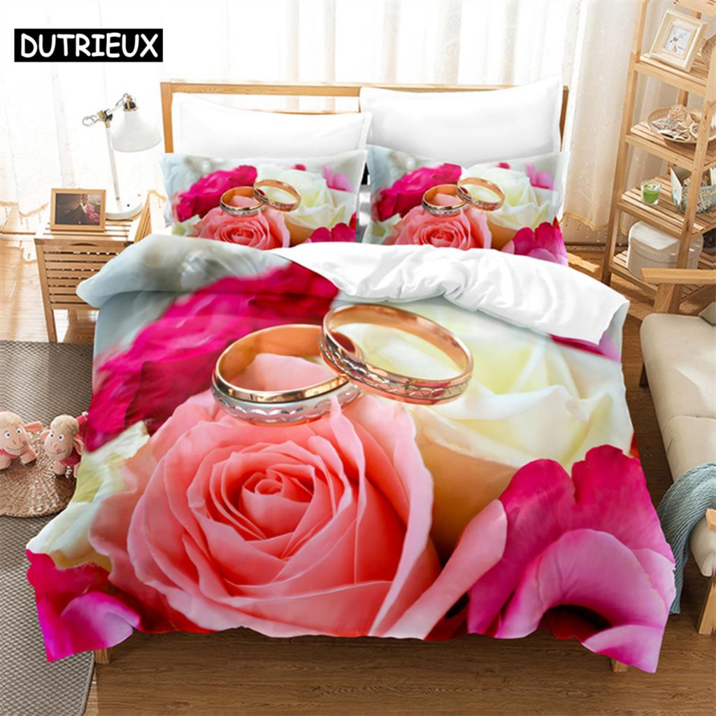 Luxury Rose Queen Bedding Set Duvet Cover Set Bedding Comforter Bedding Sets Bed Linen King Size Duvet Cover Bedding Set