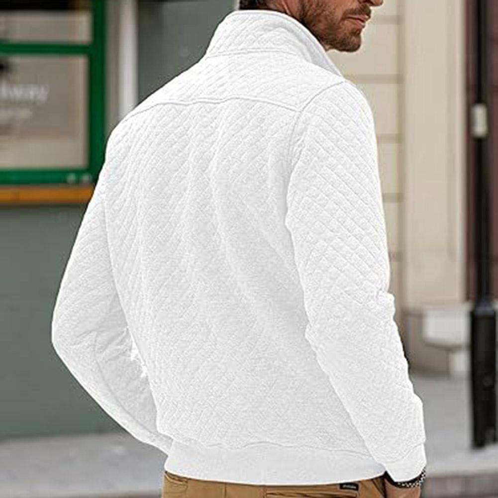 Herren Stehkragen Gitter Langarm Sweatshirt Vintage Kontrastfarbe Pullover