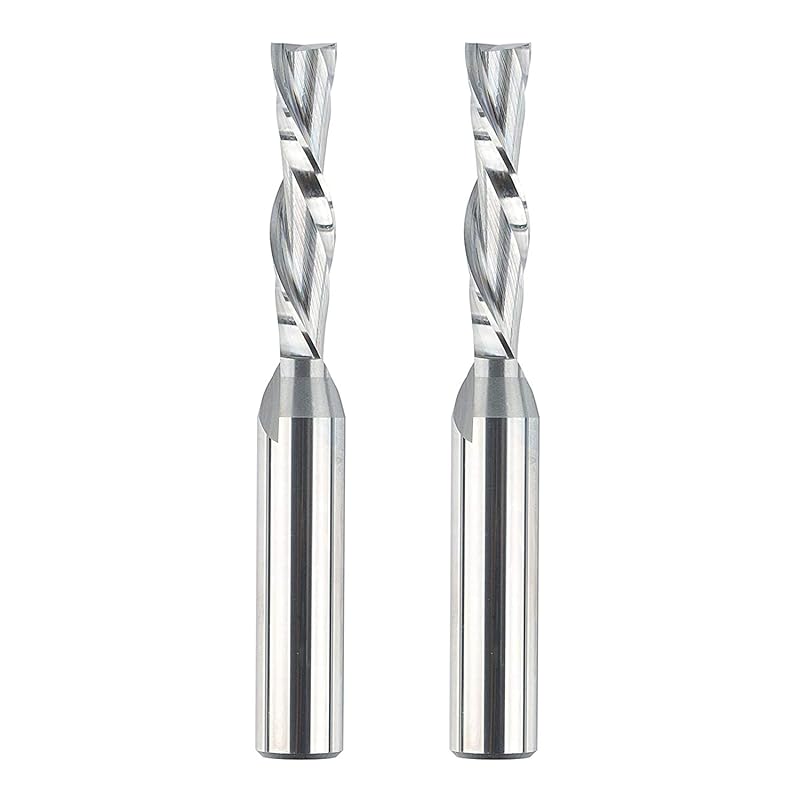 SpeTool Spiral Downcut Router Bits with 3/8 Inch Cutting Diameter, 4 Inch Extra Long HRC55 Solid Carbide CNC End Mill for Wood Small Cut, Carving