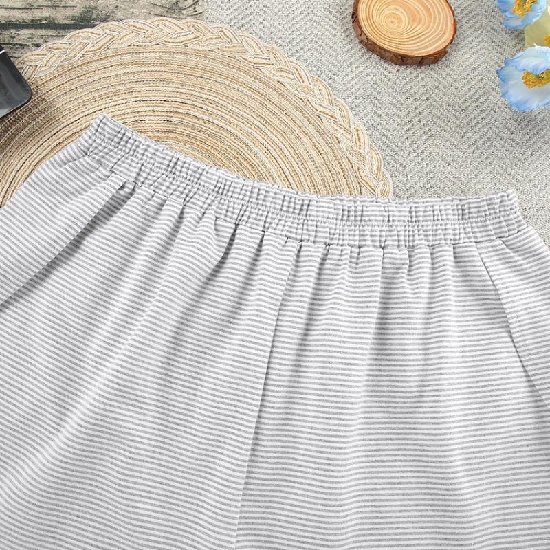 Pigiama a righe da donna Set T-shirt a maniche corte e pantaloncini Indumenti da notte Set da 2 pezzi per donna Casa Casual Ampio Girocollo Pigiama