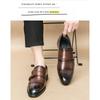 Męskie Skórzane Buty Formalne z Podwójnym Paskiem Monk Strap - Wsuwane Polerowane Buty Biznesowe