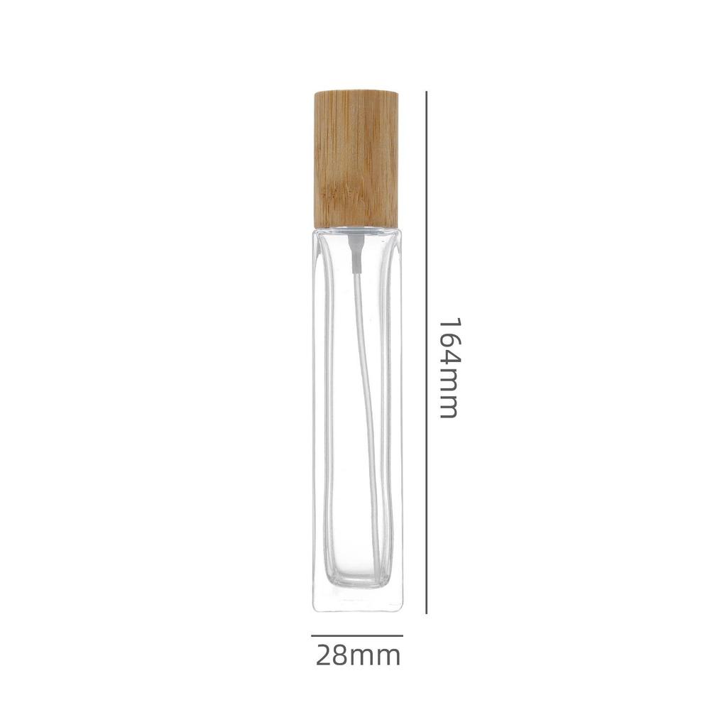 Luxury Travel-Sized Transparent Glass Perfume Bottle with Wooden Cap