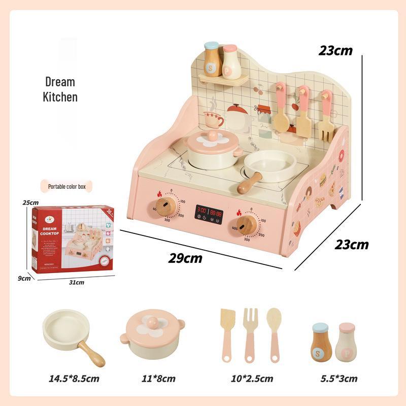 Children s Wooden Dream Kitchen Set: Stove, Microwave, Coffee Maker, and Play Accessories