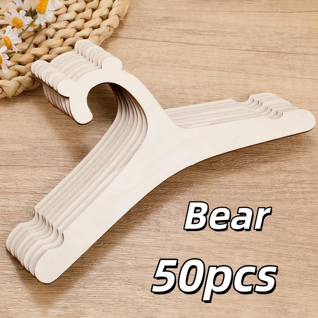 5-50pcs Baby Clothes Rack Wooden Children Clothing Hanger Cute Bear Hangers For Wardrobe Storage Tools Princess Room Decoration