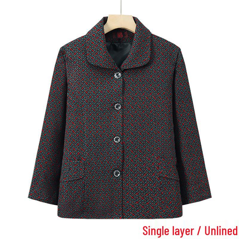 Elegant Spring and Autumn Top for Middle-Aged and Elderly Women XL [80-100 kg]