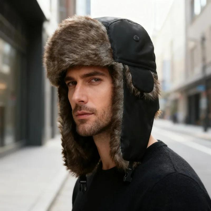 Earflap Flaps Winter Warm Hat for Men's Women Trapper Cap Aviator Trooper Russian Ski Hat Bomber Cap Waterproof Cold Pilot Hats
