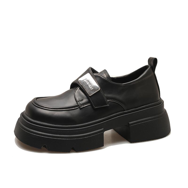 

Маленькие кожаные туфли Мэри Джейн с металлической пряжкой, женские, 2025 г., новые туфли-лоферы в британском стиле на платформе Майяра, весенние и осенние одинарные туфли 35