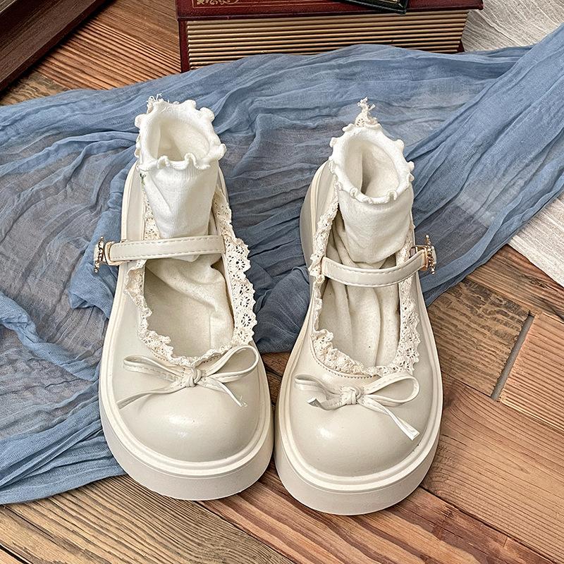 French Brown Round Head Platform Small Leather Shoes Women's 2025 New Spring Versatile Skirt Shallow Mouth Mary Jane Single Shoes