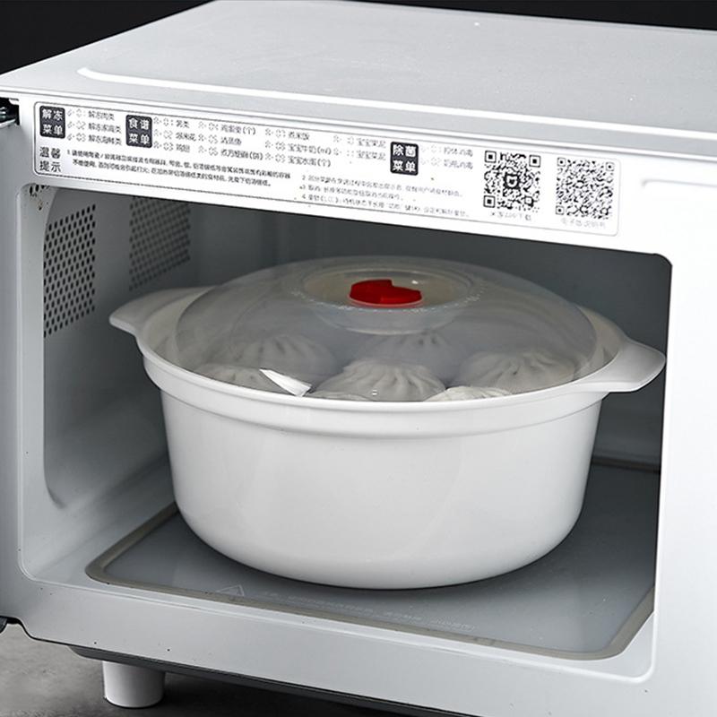 3pcs Set Microwave Oven Special Box Heated Containers Soup Pot Rice Steamed Hot Steamed Buns W/ Lid Eco-friendly Food Grade Tool