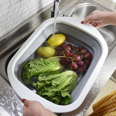 Yousheng Foldable Cutting Board Double-Layer Kitchen Chopping Board Wash Basket Portable Kitchen Organizer for Home Camping Travel