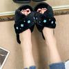 Fashion Fashion Flower Decoration Cross Strap Slippers Women 2025 Autumn Warm Short Plush Cotton Slides New Faux Fur Outdoor Slippers