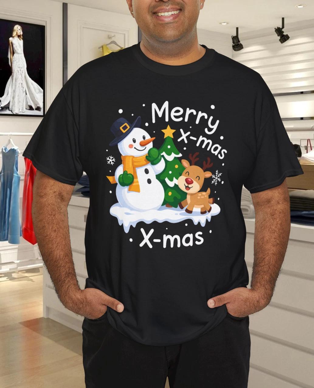 

Festive Christmas Snowman Print Unisex T-Shirt S