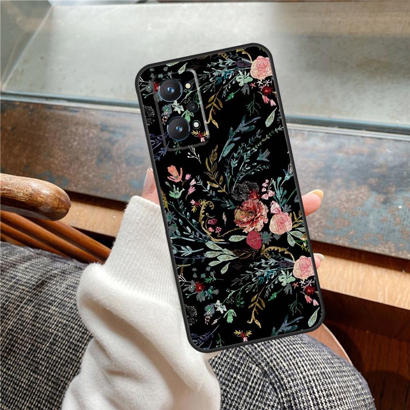 Midnight Floral Case For Realme 11 12 13 14 Pro Plus C53 C55 C51 C25 C63 C61 C65 C67 C71 C75 GT6 GT7 15 Pro