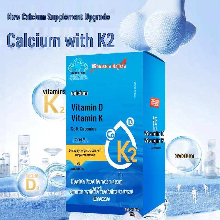 Tangchen Beijian Kalziumsupplement mit den Vitaminen D & K, 120 Kapseln - Echte Apothekenqualität