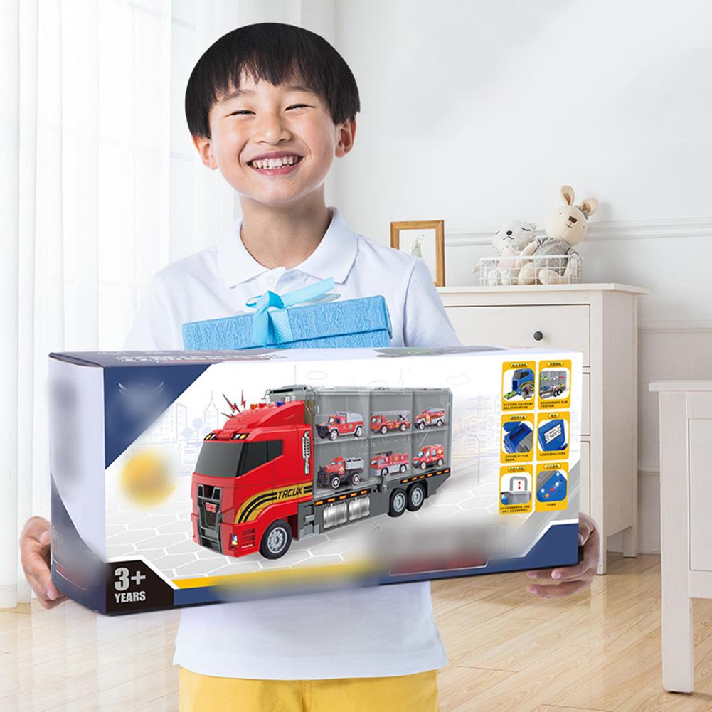 Construction Truck Vehicle Toy Set For Kids Alloy Carrier Truck Push And Go Vehicle Car Toys Birthday Gifts For Boys Girls