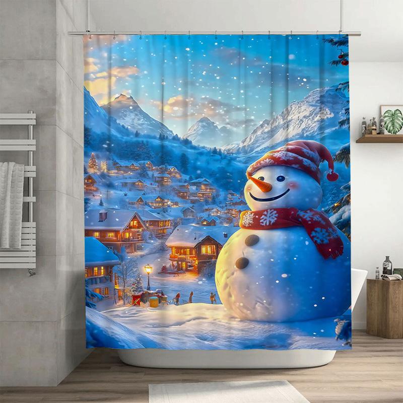 

Tuniu Charming Winter Village Shower Curtain Festive Snowscape Bathroom Decor Cozy Home Christmas Gift Scenic Mountain View Cozy W60H190(CM)-1 Pcs
