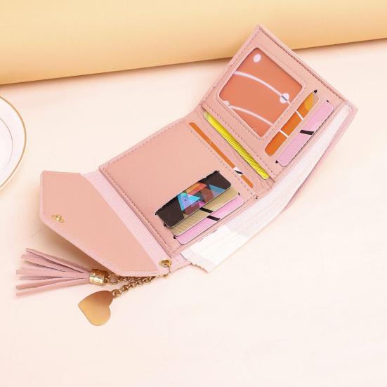 Women Slim Card Wallet Short Long Wallet with ID Window Zippered Coin Pocket Card Holder Wallet for Travel Shopping