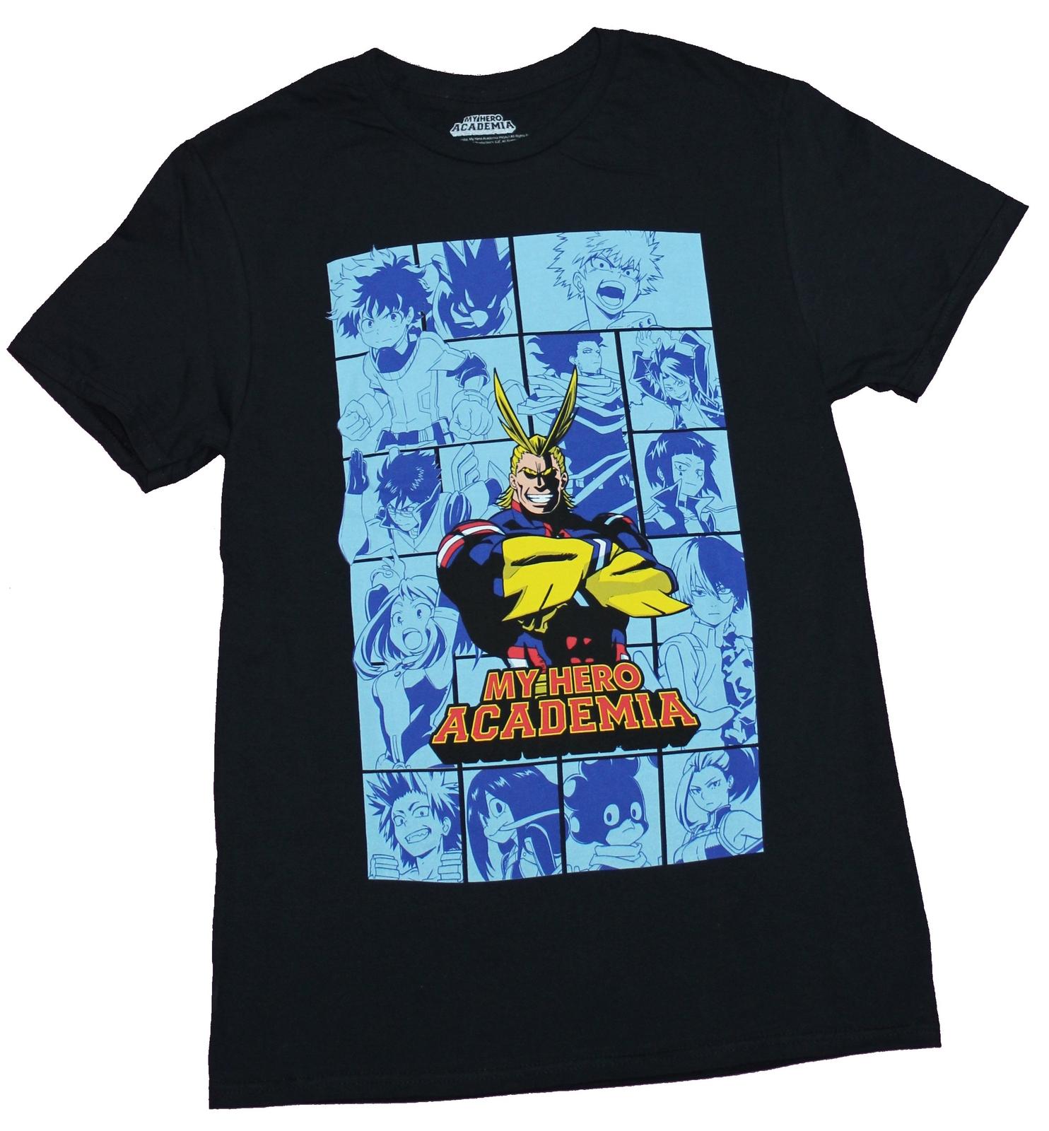 My Hero Academia Mens T-Shirt - All Might Arms Crossed over Action Panels Image S