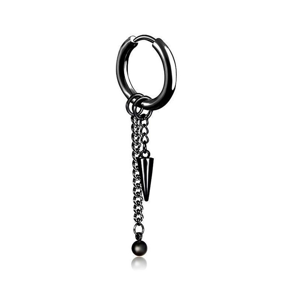 Vnox 1 Stuk Gotische Punk Hoepel Oorbellen voor Mannen Vrouwen, Zwart Roestvrij Staal Huggie Hoops Oor Sieraden, Kruis Geometrisch Hangend