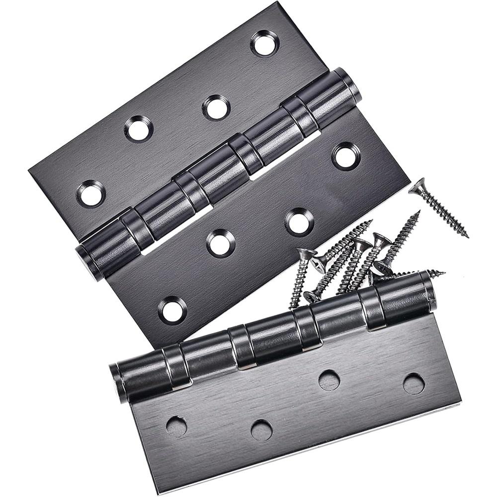  2-Piece 10x7.8cm Heavy-Duty Stainless Steel Door Hinges With 16 Screws – Black/Gold/Silver – For Entry Doors, Cabinets, Windows, Toolboxes
