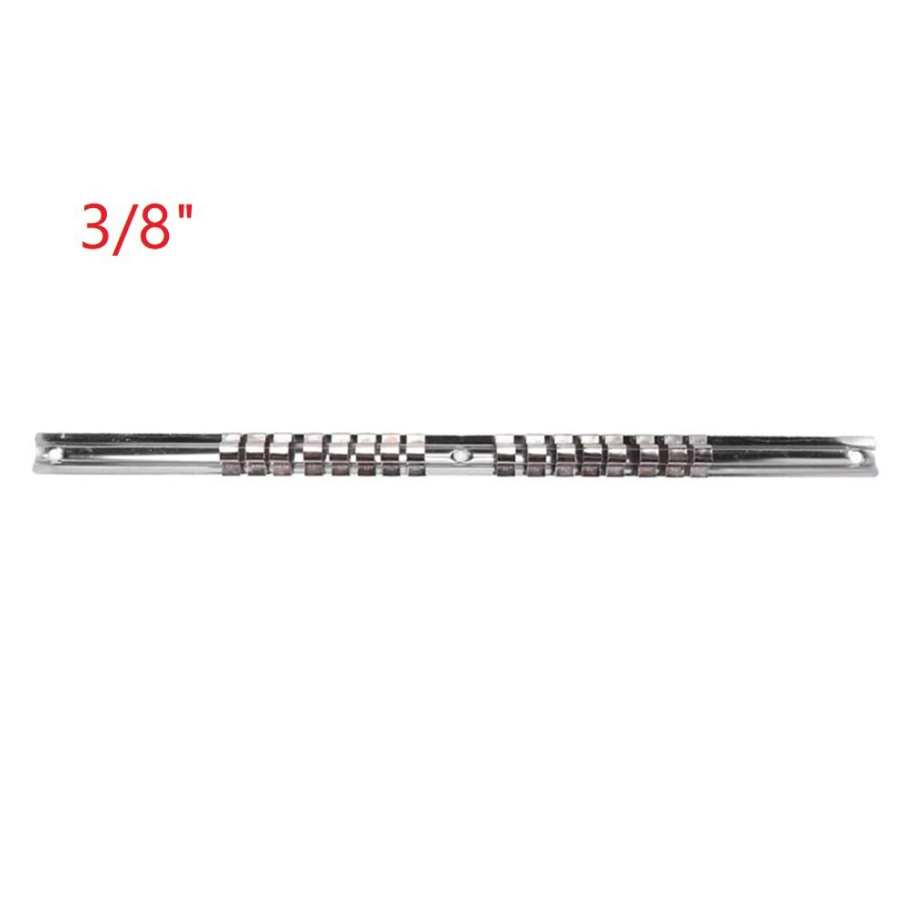 Socket Rack Holder 1/4 3/8 1/2 Inch With 16 Clips On Rail Tool Mountable Sliding Stand Rail Rack Tool Organizer Storage