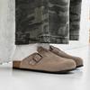 Half Shoes For Men Mules Suede Leather Loafers Slippers Open-Back Casual Shoes Backless Slides Sandal Platform Slip On Flats