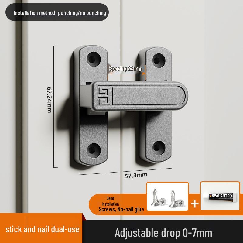 Adjustable No-Drill Surface-Mount Sliding Door Bolt Latch
