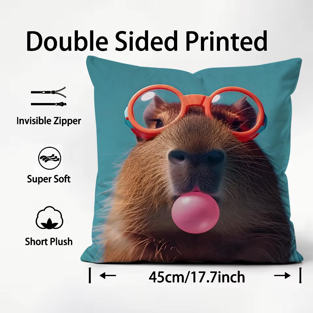 Capybara Fashion Cushion Cover Plush Fabric Soft DoubleSided Printed Sofa Warm Winter Home Child Gift Pillow Case