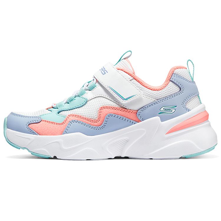 Skechers Kids Comfortable Versatile Fashion Color Block Design Velcro Dad Shoes Kids sneakers White Blue 319007L-WMLT 35